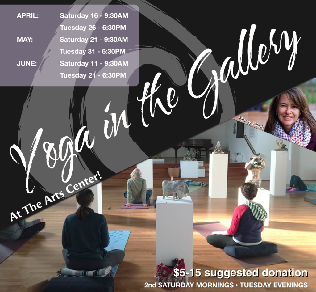 image advertisement with dates for Yoga in the Gallery Spring 2022