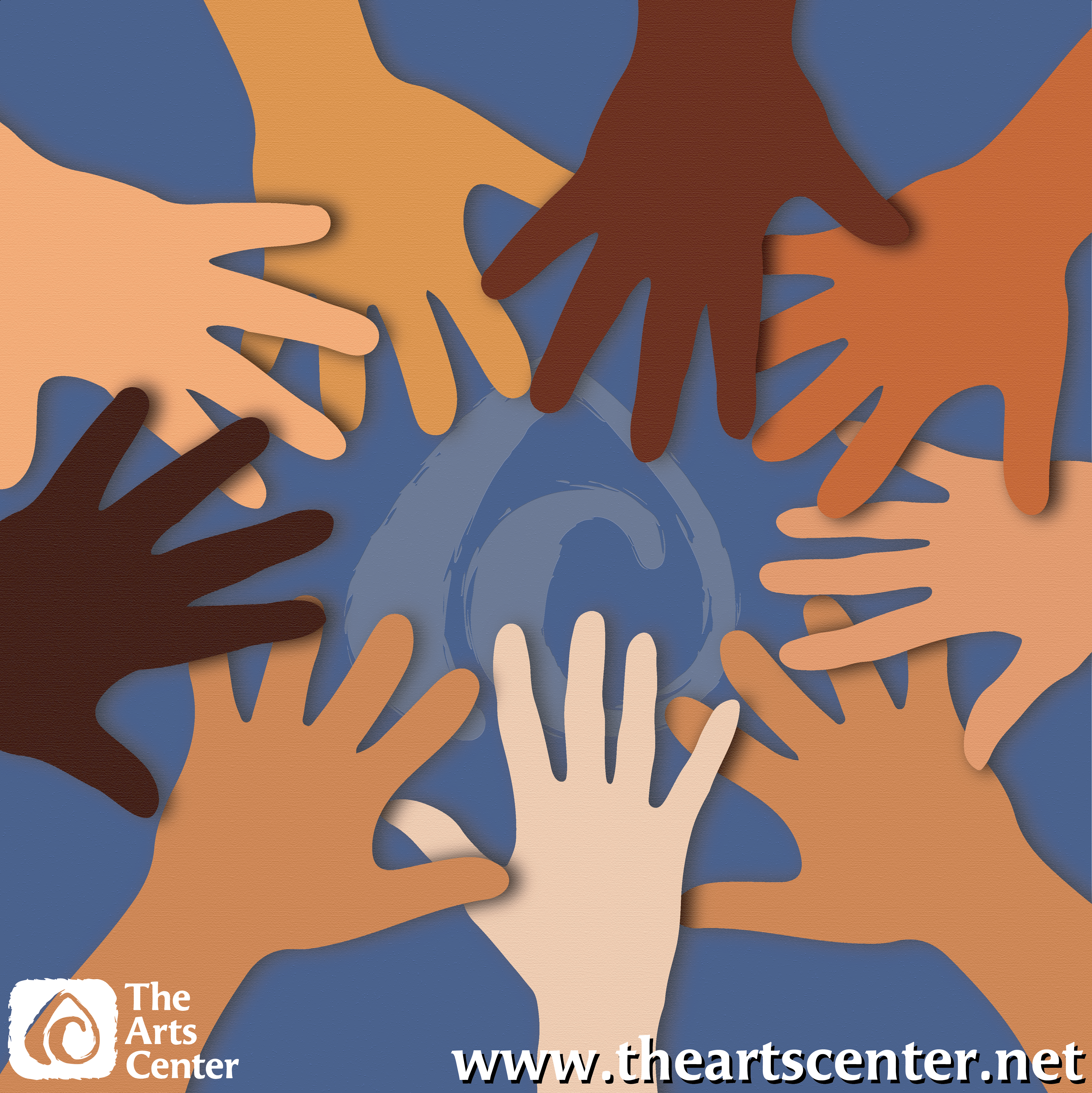 Multi-shaded hands symbolizing people from different backgrounds working together