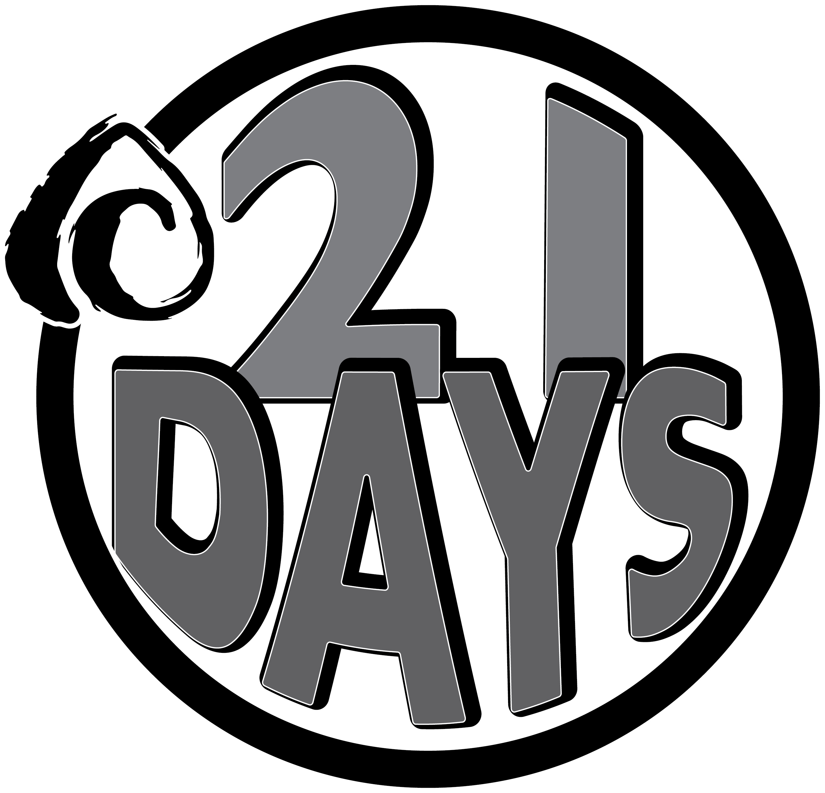 21 Days Creativity black and white logo