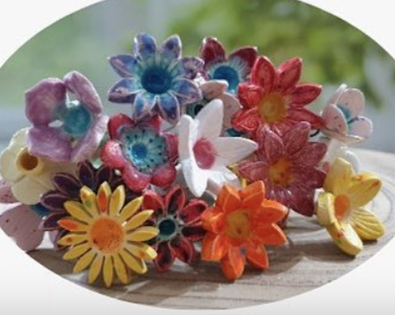 Image of multi-colored ceramic flower