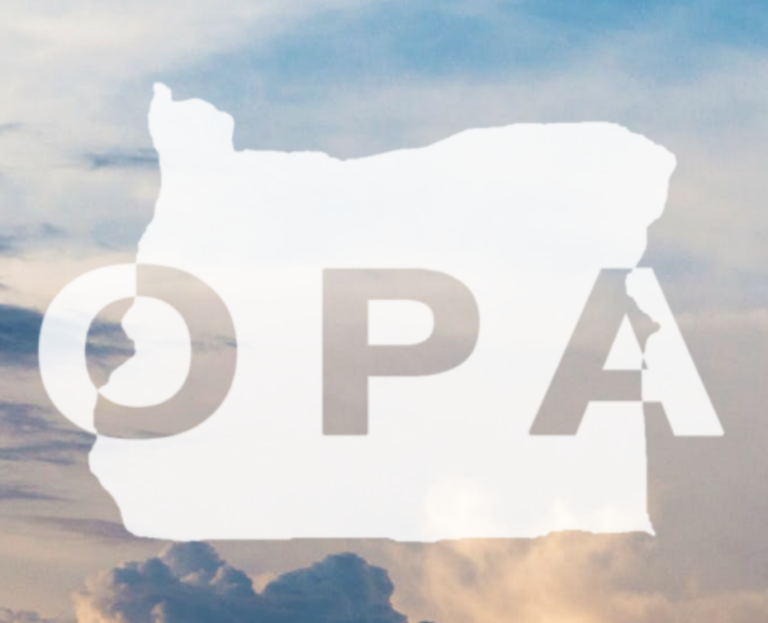 logo image of OPA on with State of Oregon map shape